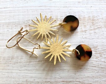 Gold SUN Tortoise Shell Earrings