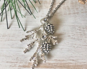 Pine Branch Necklace, Pine Cone Necklace, Cedar Branch Necklace, Tree Necklace Nature Jewelry, Woodland,Tree Lover Gift, Nature Lover