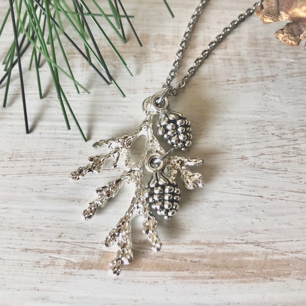 Pine Branch Necklace, Pine Cone Necklace, Cedar Branch Necklace, Tree Necklace Nature Jewelry, Woodland,Tree Lover Gift, Nature Lover
