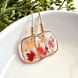 Maple LEAF Earrings, Dried Leaf Earrings, Autumn Leaf Jewelry, Canadian Nature Earrings, REAL Leaf Jewelry, Fall Leaves, Botanical Earrings