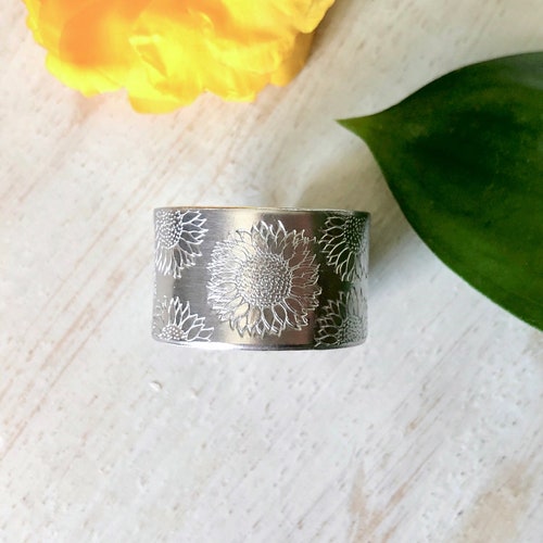 Tiny Sunflower Ring Sunflower Ring Gold Sunflower Ring Etsy
