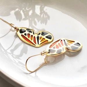 MONARCH BUTTERFLY Earrings, Butterfly Jewelry, Wing Earrings, Nature Jewelry, Festival Jewelry, Boho Earrings, Insect Jewelry, Stained Glass