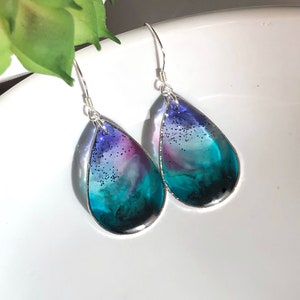 NORTHERN LIGHTS Earrings, Northern Lights Jewelry, Aurora Borealis Earrings Jewelry, Night Sky Earrings, Celestial Jewelry, Sterling Silver