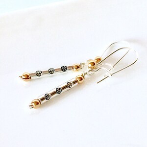 Simple Silver and Gold Dangle Earrings