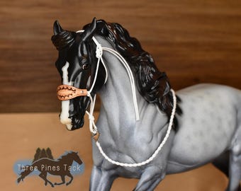 Tooled Bronc Noseband Rope Halter for Traditional Model Horses (1:9 scale)