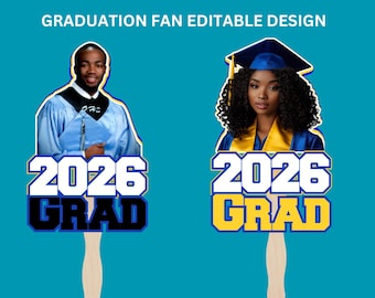 2026 Shaped Editable Graduation Fan, Grad Fan, Grad Template, Canva Template, Graduation Fans, Class of 2026 Template, Fan Template
