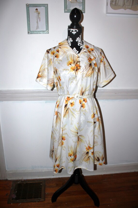 Items similar to 1960's Cream, Yellow & Brown Dress on Etsy