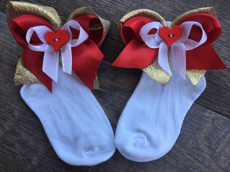 Pageant Socks RedGold Glitzy Socks Girls Socks Baby Girl Socks Pageant Socks Frilly Socks Occasion Socks