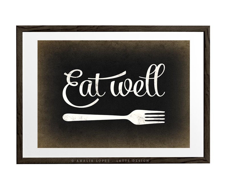 Kitchen Art. Eat Well. Kitchen Print Kitchen Wall Art Kitchen Etsy