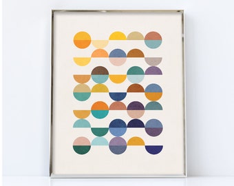 Equal Parts 2. Digital file. Geometric print geometric art print, Mid-century geometric art, multi colored print, Scandinavian print