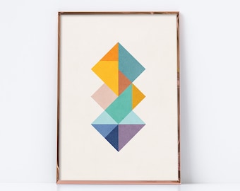 Squares 2. Digital download. Geometric printable. Scandinavian print, Geometric art, geometric print, Mid-century geometric print