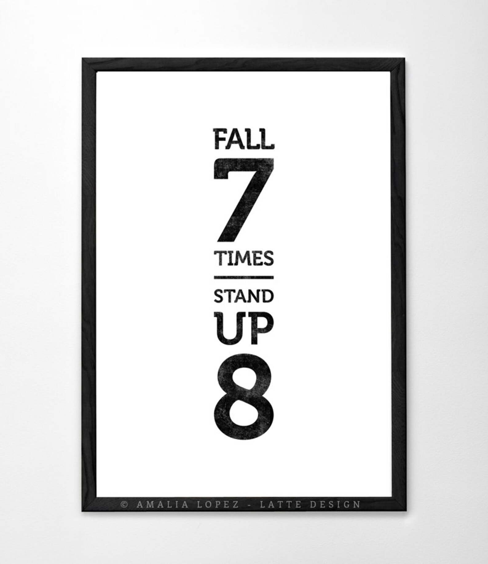 Fall seven times stand up eight. Teal print Motivational wall Etsy