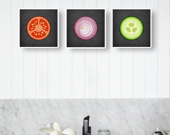 Set of 3 kitchen prints. Vegetables kitchen prints Vegetables poster Tomato poster vegetable poster vegetables prints housewarming present