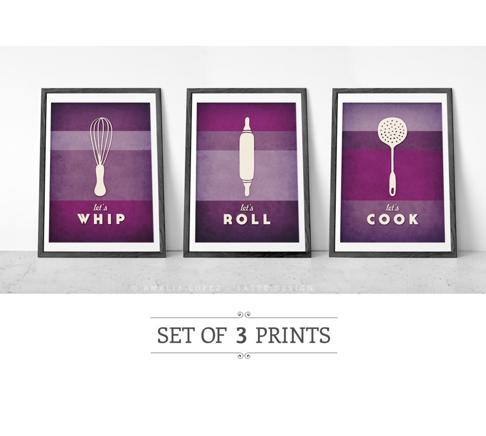 Kitchen Art. Set of 3 PRINTS. Kitchen Print. Typographic Etsy