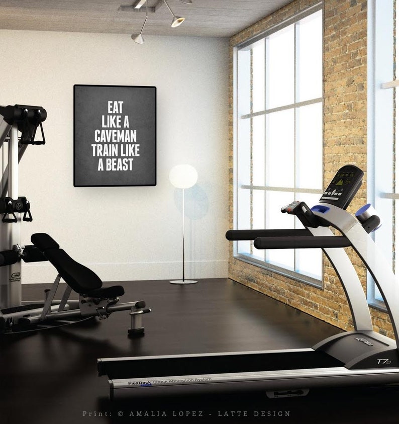 Inspirational fitness print workout print workout motivational fitness print paleo print LD10019 Eat like a caveman train like a beast