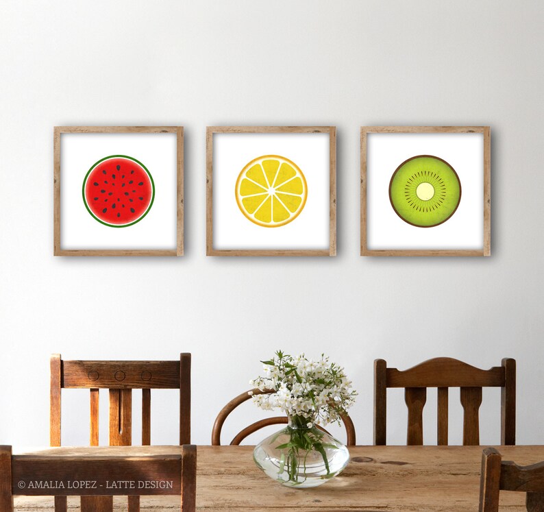 Set of 3 Kitchen Prints. Fruits Print Kitchen Print Kitchen Etsy