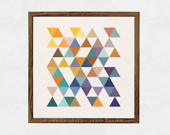 Triangles 2. Digital Download. Retro wall art Geometric art print Mid century geometric art multi colored triangles abstract geometric print