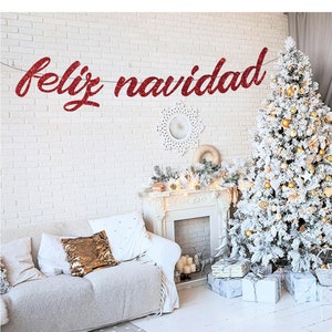 feliz navidad, feliz navidad banner, feliz navidad sign, feliz navidad decor, hispanic christmas decor, christmas decor, holiday decor image 1