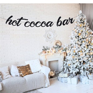 hot cocoa bar, hot chocolate bar banner, cocoa bar banner, party banner, holiday banner, holiday party banner, christmas party banner