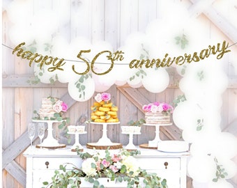 happy 50th anniversary banner, happy 50th anniversary, anniversary banner, anniversary decor, happy anniversary, custom anniversary banner