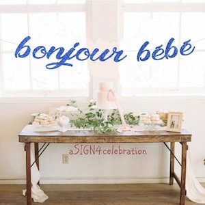 bonjour bebe banner, baby shower banner, baby shower, bonjour bebe, party banner, string banner, baby shower decor, baby shower sign