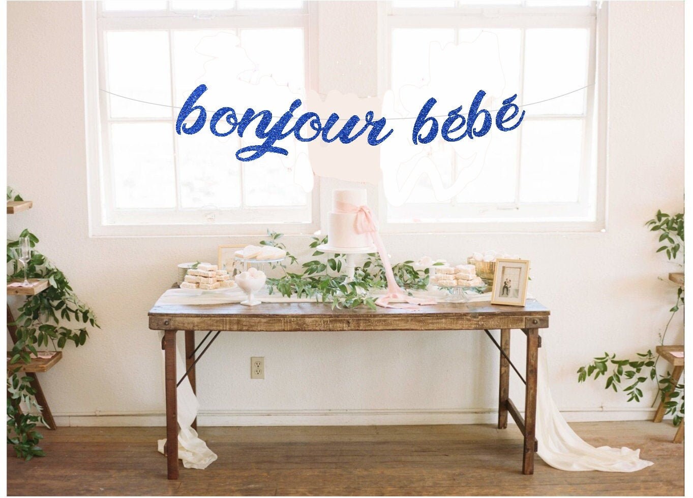 Bonjour Bebe Banner Baby Shower Banner Baby Shower Bonjour Etsy