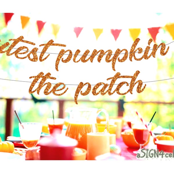 cutest pumpkin in the patch, cutest pumpkin banner, custom birthday banner, baby shower banner, party banner, string banner, party banner