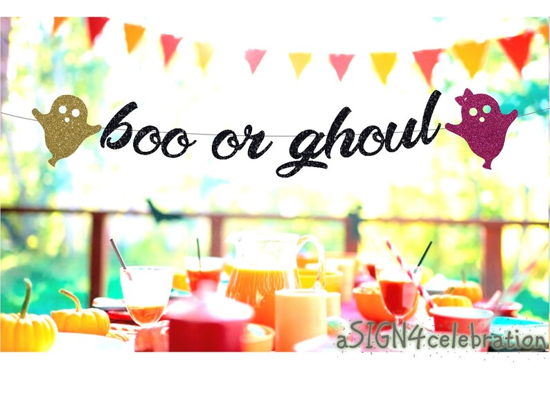 halloween gender reveal gender reveal banner baby shower banner fall gender reveal banner boo or ghoul Halloween banner boo or ghoul