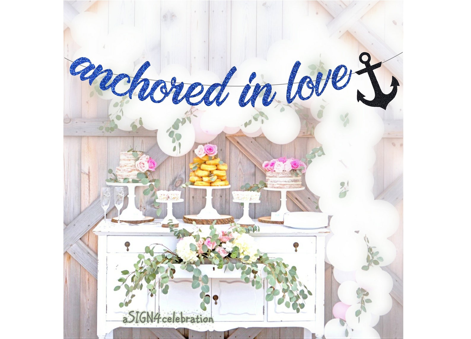 Anchored in Love Anchored in Love Banner Nautical Wedding - Etsy
