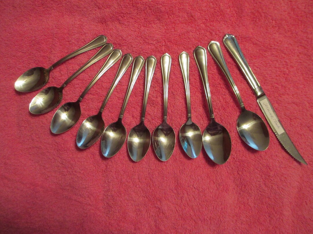 11 JASMINE by Towle Stainless Steel Flatware With Fan Pattern on End of