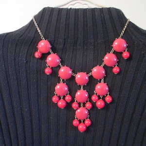 Statement Chinese red  beaded 25 &quot;  vintage necklace with 1&quot; cabochon stones