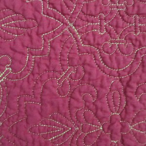 Quilted Christmas Placemats: Red Cotton with Gold Thread - Set of 6
