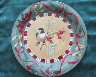 Lenox Winter Greetings 10 1/2 " Chickadee dinner plate  crafted in USA / Portugal