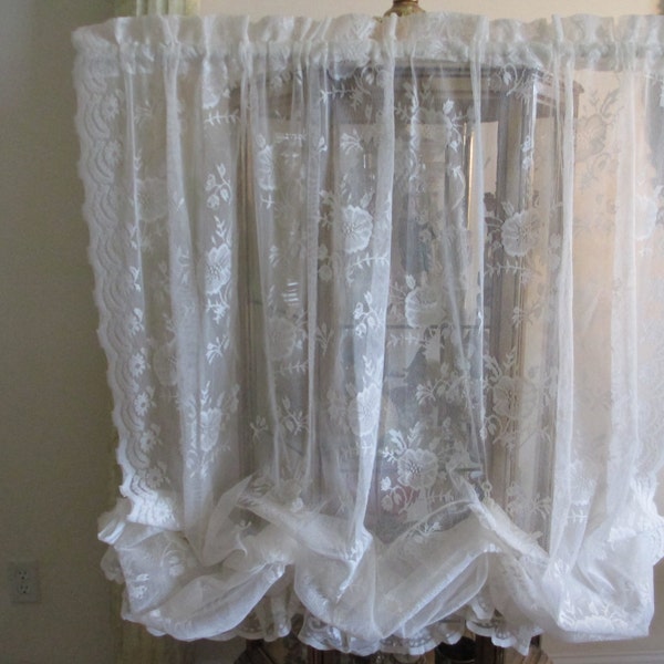 Ivory polyester lace ruffled balloon / cafe / curtain / valances  / window treatments