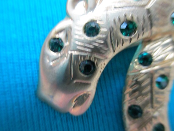 Gold tone double headed leopard with. tiny colore… - image 5