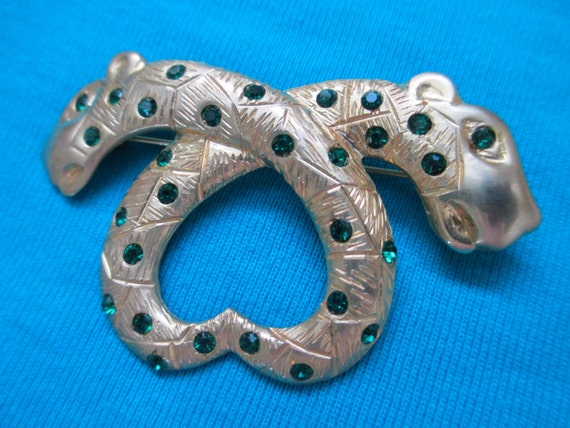 Gold tone double headed leopard with. tiny colore… - image 2