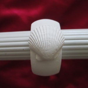 White painted nautical clam shell wood curtain brackets