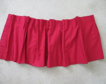 Custom made red cotton flannel lined pinch pleated 84 " wide valance