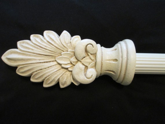 Pair Of Large 8 Inch Antiqued White Ivory Stone Look Wood Etsy