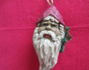 Rustic wood look Antiqued Santa / father Christmas   Christmas tree ornament