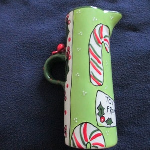 With Love Joanne tall ceramic Holiday pitcher