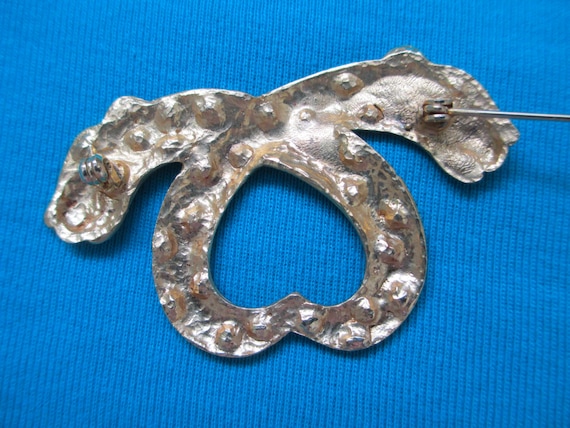 Gold tone double headed leopard with. tiny colore… - image 3