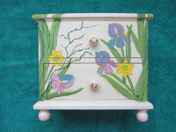Whimsical Shabby Floral Hand Painted Chest Of Drawers Etsy