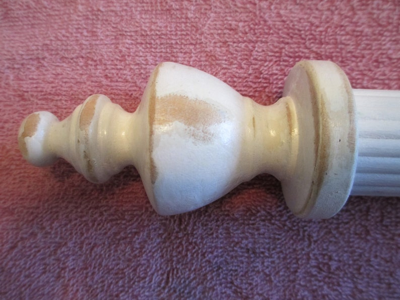 Pair Of White Shabby Chic Pealed Paint Carved Turned Wood Etsy