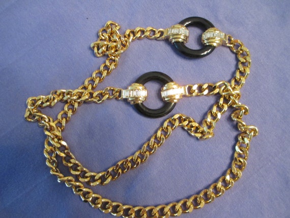 Gold tone vintage  36 "  heavy link chain necklac… - image 1