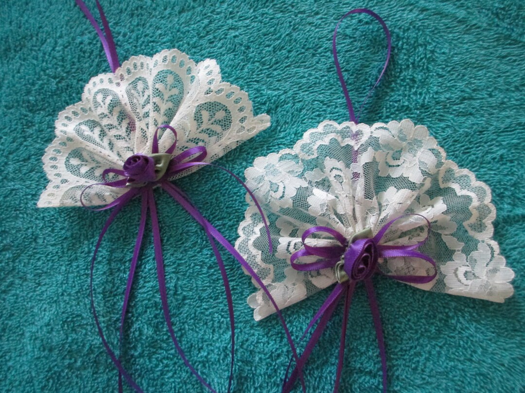 Magic Ribbons Fan 2 Lace Victorian Fans With Ribbons , Rose Buds Valentines Day or ...