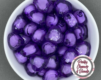 Purple Acrylic Heart Shape Bead in a Bead for DIY Bubblegum Necklaces & Chunky Jewelry