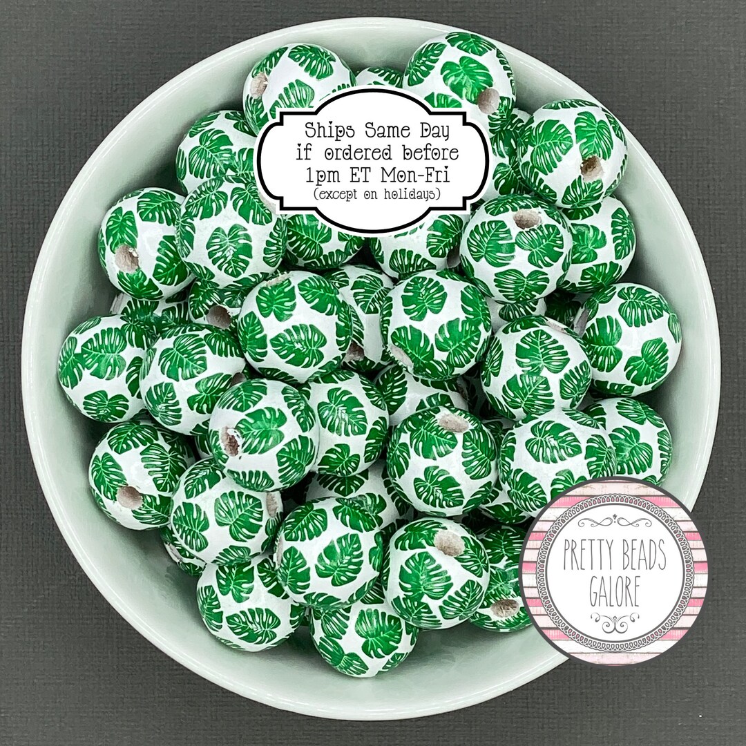 16mm Tropical Palm Leaf Wooden Beads: DIY Jewelry & Garland - Etsy