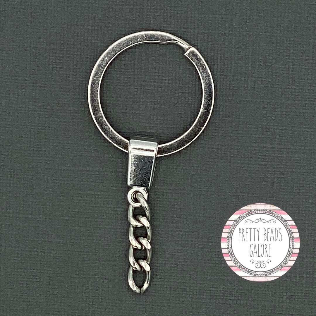 Chain Style Key Rings Silver Tone Key Ring With Chain: DIY Beaded Charms Keychain (6.4cm) - Etsy