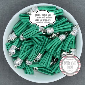 35mm Green Faux Suede Tassels: DIY Keychain & Earring Charms